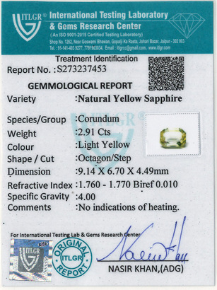 Yellow Sapphire - 2.91 Carat
