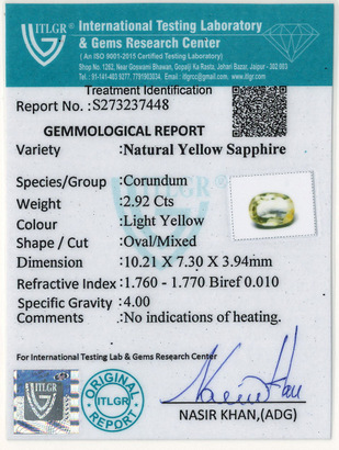 Yellow Sapphire - 2.92 Carat