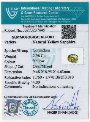 Yellow Sapphire - 2.97 Carat