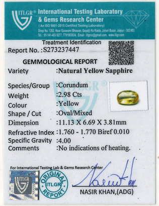 Yellow Sapphire - 2.98 Carat