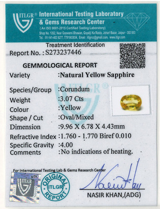 Yellow Sapphire - 3.07 Carat