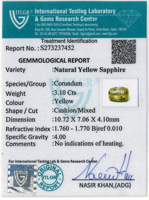 Yellow Sapphire - 3.10 Carat
