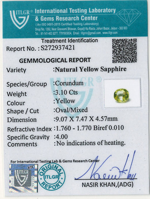 Yellow Sapphire - 3.10 Carat