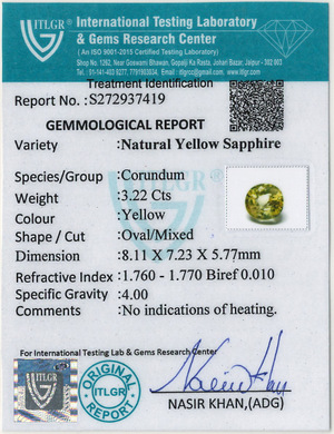 Yellow Sapphire - 3.22 Carat