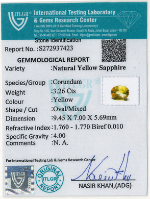 Yellow Sapphire - 3.26 Carat