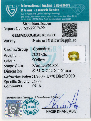Yellow Sapphire - 3.28 Carat