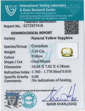 Yellow Sapphire - 3.30 Carat