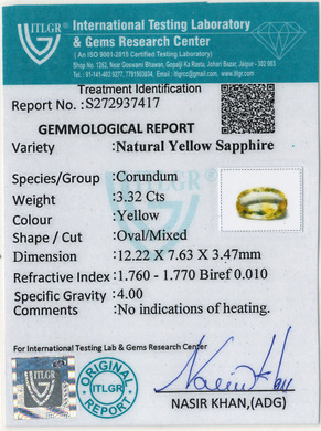 Yellow Sapphire - 3.32 Carat