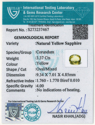 Yellow Sapphire - 3.37 Carat