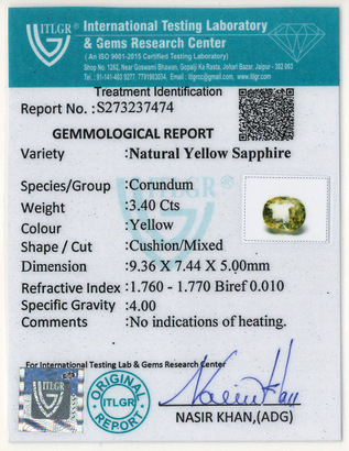 Yellow Sapphire - 3.4 Carat