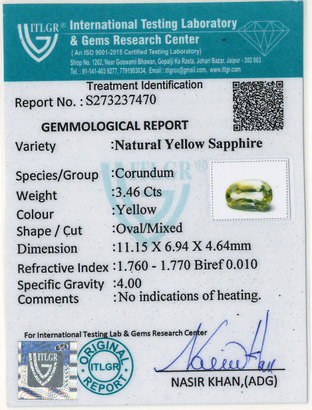 Yellow Sapphire - 3.46 Carat