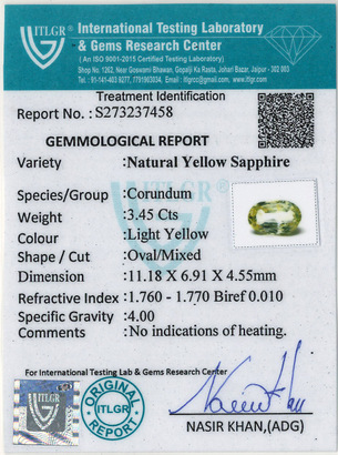 Yellow Sapphire - 3.47 Carat