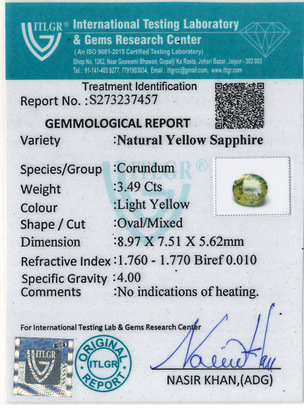 Yellow Sapphire - 3.50 Carat
