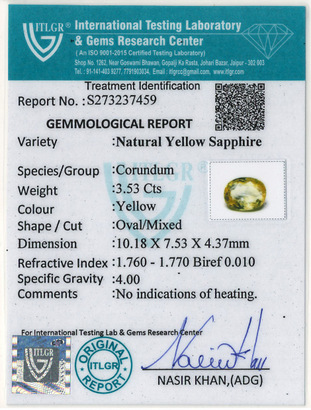 Yellow Sapphire - 3.53 Carat