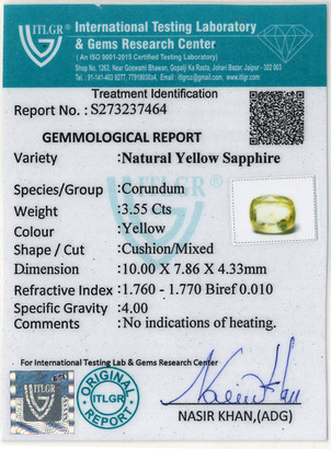 Yellow Sapphire - 3.55 Carat