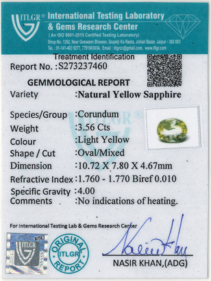 Yellow Sapphire - 3.56 Carat