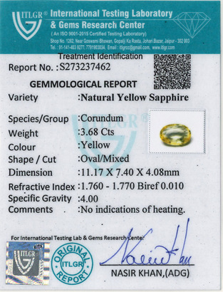 Yellow Sapphire - 3.67 Carat