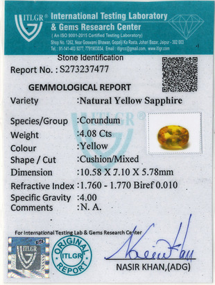 Yellow Sapphire - 4.08 Carat