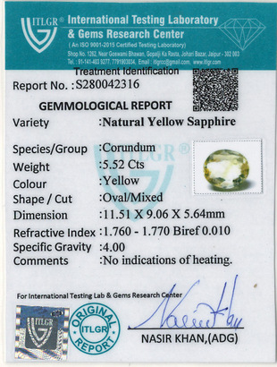 Yellow Sapphire - 5.52 Carat