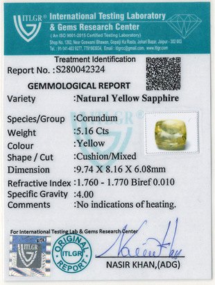Yellow Sapphire - 5.16 Carat