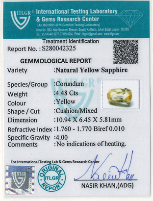 Yellow Sapphire - 4.48 Carat
