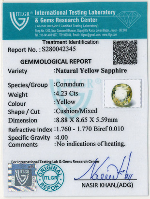 Yellow Sapphire - 4.23 Carat