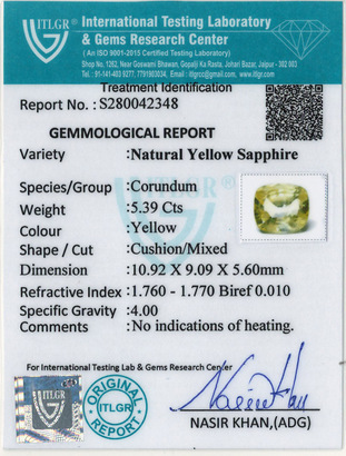 Yellow Sapphire - 5.39 Carat