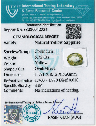 Yellow Sapphire - 5.72 Carat