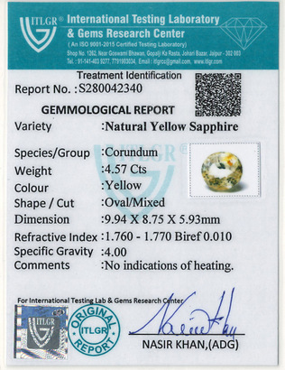 Yellow Sapphire - 4.57 Carat