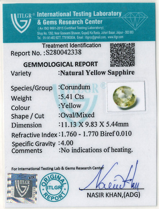 Yellow Sapphire - 5.41 Carat