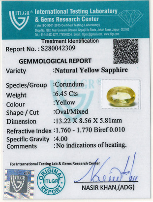Yellow Sapphire - 6.45 Carat