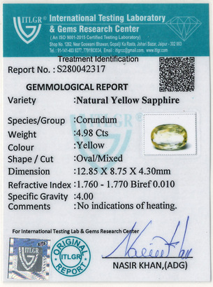 Yellow Sapphire - 4.98 Carat