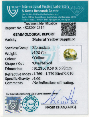 Yellow Sapphire - 5.28 Carat