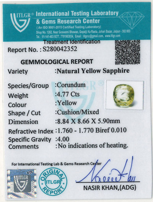Yellow Sapphire - 4.77 Carat