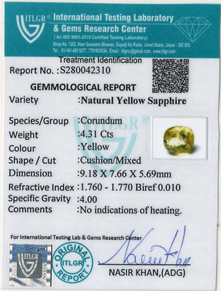 Yellow Sapphire - 4.31 Carat