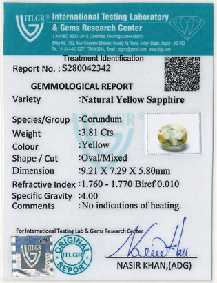 Yellow Sapphire - 3.81 Carat