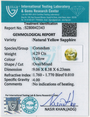 Yellow Sapphire - 4.29 Carat
