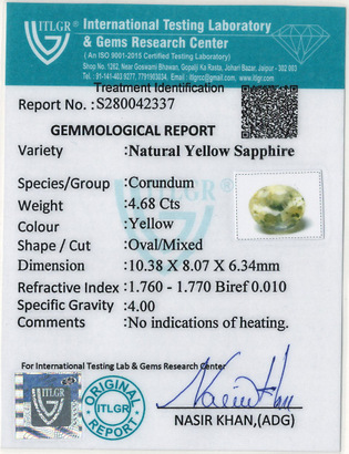 Yellow Sapphire - 4.68 Carat