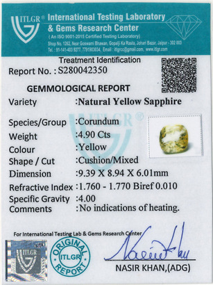 Yellow Sapphire - 4.90 Carat