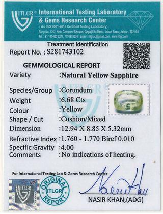 Yellow Sapphire - 6.68 Carat