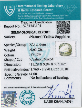 Yellow Sapphire - 6.61 Carat