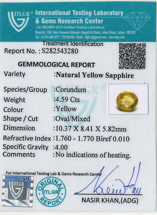 Yellow Sapphire - 4.59 Carat