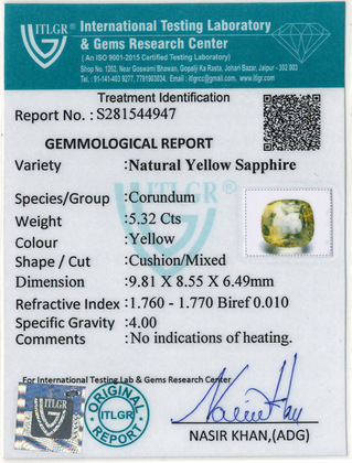 Yellow Sapphire - 5.32 Carat
