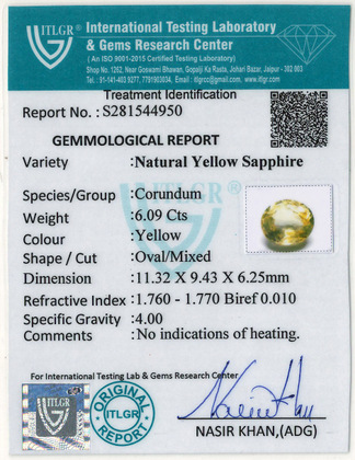 Yellow Sapphire - 6.09 Carat