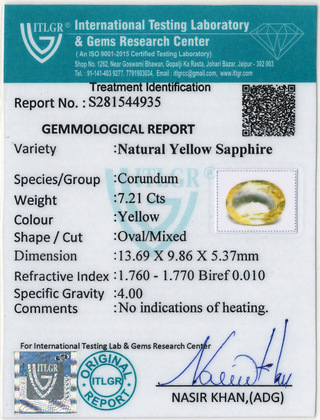 Yellow Sapphire - 7.21 Carat
