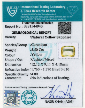Yellow Sapphire - 5.5 Carat