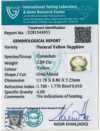 Yellow Sapphire - 5.89 Carat