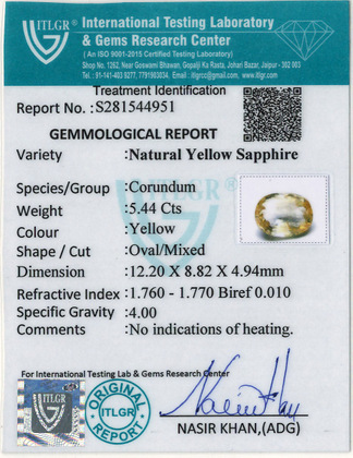 Yellow Sapphire - 5.44 Carat