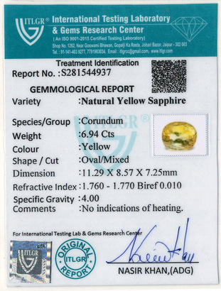Yellow Sapphire - 6.94 Carat
