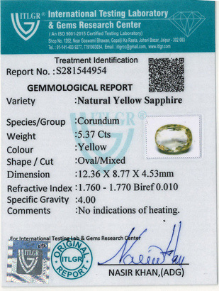 Yellow Sapphire - 5.37 Carat